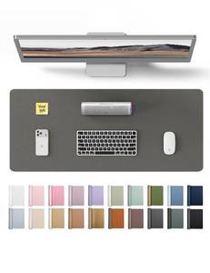 lot 20258 image: YSAGi Leather Desk Protector, Office Mat, Large Mouse Mat, Non-Slip PU Leather Blotter, Laptop Desk, Waterproof Writing Pad for Office and Home (Dark Grey, 23.6 x 13.8)
