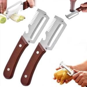 lot 20274 image: 2 Pcs Premium Vegetable Peeler with Wooden Handle and Bottle Opener, Multi-Functional Vegetable Peeler for Kitchen, Kitchen Gadgets Tool for Fruit Pumpkin Peeling Potato Carrot Veggie Peeler