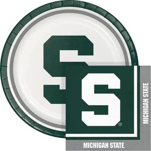 lot 20278 image: Trendware Michigan State Paper Plate and Napkin Party Kit, 84 ct