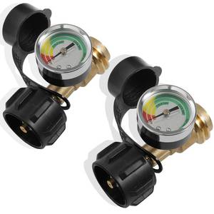 lot 20280 image: UJW Propane Tank Gauge 2 Pack with Leak Detector Universal LP Gas Level Indicator for 5-40LB Tanks for BBQ Grill RV Camper Heater QCC1 Type 1 Connection