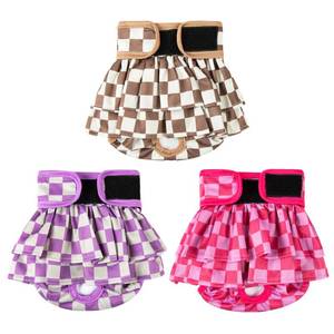 lot 20285 image: wegreeco Dog Diapers Female (3 Pack), Highly Absorbent Puppy Doggie Dog Diapers for Female Dogs Period, Washable Doggy in Heat, Small Medium Large Size (Checkerboard Red, Purple, Coffee, Small)