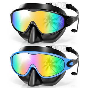 lot 20291 image: Aegend Swim Goggles with Nose Cover, 2 Pack Wide View Swimming Goggles for Kids 3-14 Anti-FogUV No Leak Swim Mask Boys Girls Youth Toddler (Not Shaded)
