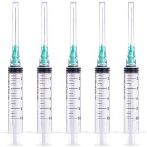 lot 20293 image: 10mlcc Syringe with 21 Gauge 1.5 Inch Needle Lab Disposable Sample Syringes, 20 Pack (Open Box,May Be Missing Pieces)