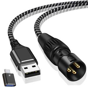 lot 20295 image: BOIOT USB to XLR Cable,6.6 FT USB A to XLR Audio Stereo Cable,USB C to XLR Male Output Stereo Audio Cord for Amplifier, Speaker, Mixer Console ect