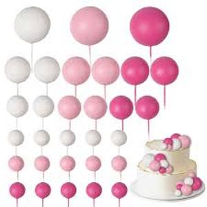 lot 6366 image: Pink and White Cake Pop Decoration Kit with Bow Topper and Ribbon Picks