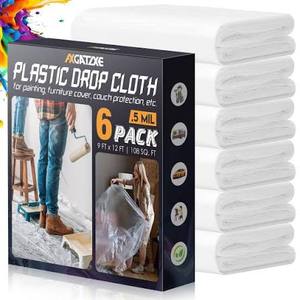 lot 20230 image: AXGATXE Plastic Drop Cloth 6-Pack 9ft x 12ft 0.5 Mil