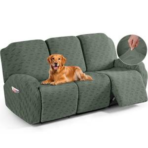 lot 1850 image: TAOCOCO Recliner Sofa Covers Stretch Reclining Couch Cover, Jacquard Recliner Couch Cover for 3 Seat Furniture Protector Sofa Slipcovers with Elastic Bottom for Kids, Pets (Grey Green)