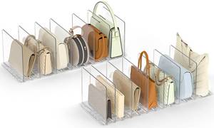 lot 1932 image: SortNStore Bag & Purse Organizer for Closet Adjustable Clear Handbag Storage Shelf - Plastic Clutch Dividers for Closet Organizers and Storage - Keep Carteras & Pocketbook Upright