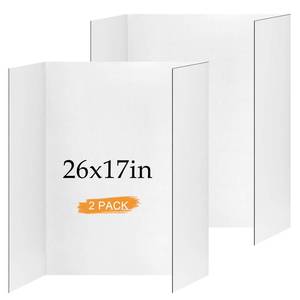 lot 2373 image: 2 Pack Small Trifold Poster Board 26 x 17, White Corrugated Project Boards for Science Fairs, School Projects and Event Displays