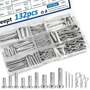lot 2380 image: Seept 132Pcs Clevis Pin Assortment Kit - 304 Stainless Steel Cotter Pins & Carbon Steel Clevis Pins for Trailer Latch - Single Hole Clevis Pins for Versatile Use