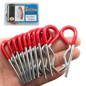 lot 2385 image: Yoliko 10 Pcs Heavy Duty Hitch Pins Clip R Clips Spring Retaining Wire Hair Pins Cotter Pin Strong Spring Rubber-Coated Grip R Clip for Trailer Tractors Mower Carts Truck Pin Clip M3x60mm