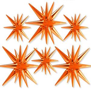lot 2388 image: PartyWoo Orange Star Foil Balloons 6pcs Different Sizes Pack of 27 22 Inch Large Explosion Spike Explosion Mylar Balloons for Wedding Anniversary Birthday Baby Shower Fall Theme Party Decorations