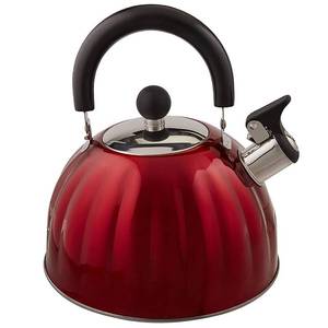 lot 2396 image: Mr. Coffee Twining 2.1 Quart Pumpkin Shaped Stainless Steel Whistling Tea Kettle, Metallic Red