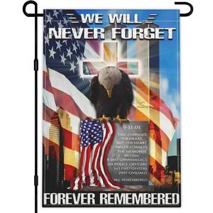 lot 2399 image: 911 Never Forget Garden Flag 12x18 Inch American We Remember 911 American Patriot Day Garden Flag 3ply Polyester Double Sided for Outdoor Indoor House Garden Decor