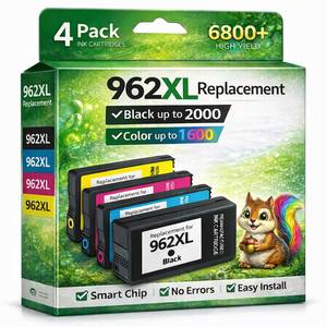 lot 2404 image: 962XL Ink Cartridges Combo Pack Replacement for HP 962XL 962 Black and Color Ink Cartridges Work for hp officejet pro 9010 9015 9018 9020 9025 9026 9019 9012 9013 9014 9016 9022 9023 Printer (4 Pack)