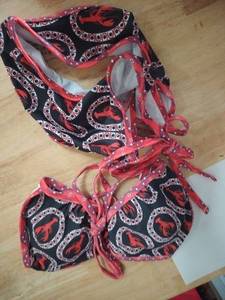 lot 2463 image: RoseSeek Womens 2-Piece Bikini Set with Lobster Print - Size Large