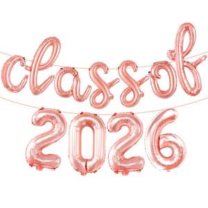 lot 4330 image: KatchOn, Rose Gold Class of 2026 Balloons Banner - Script, 16 Inch  Graduation Balloons for Rose Gold Graduation Decorations 2026  Class Of 2026 Decorations, Graduation Party Decorations