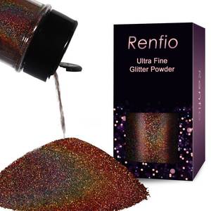 lot 4344 image: Renfio Holographic Ultra Fine Glitter Powder Metallic Resin Glitter 2.11 Oz (60g) PET Flakes Crafts Sequins 1128 0.008 0.2mm Epoxy Chips Flakes for Tumblers Slime - Laser Coffee