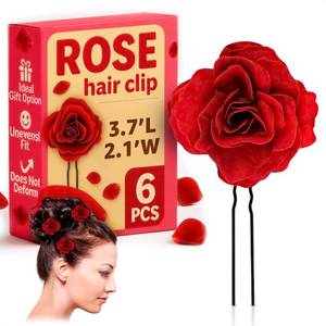 lot 4357 image: 6Pcs Small Red Rose Hair Clip - Pleasant Colors Red Hair Accessories for Women 2.1 x 3.7, Elegant Floral Design for Any Style, Durable Metal Alloy & Fabric - Wide Application, Good Gift Idea for Her