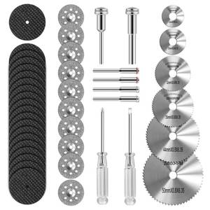 lot 4360 image: 44pcs Cutting Wheel Set Compatible with Plastic for Rotary Tool, HSS Circular Saw Blades 6pcs, Resin Cutting Discs 20pcs, 545 Diamond Cutting Wheels 10psc with 2 Screwdrivers