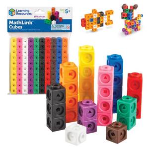 lot 4376 image: Learning Resources MathLink Cubes - Set of 100 Cubes, Ages 5 Kindergarten, STEM Activities, Math Manipulatives, Homeschool Supplies, Teacher Supplies
