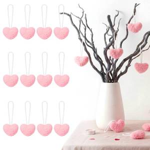 lot 4391 image: Novabright 12 Pcs Heart Ornaments 2.4 Inch Felt Heart Ornaments Fuzzy Tree Hanging for Wedding Anniversary Party Mother Day Decoration (12, Pink)