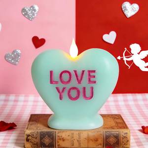 lot 4425 image: Sariiraw Valentine Heart Shaped Flameless Candle with Remote & Timer - Romantic LED Mood Light, Battery Operated for Valentines Day, Anniversary & Home Decor (Green)