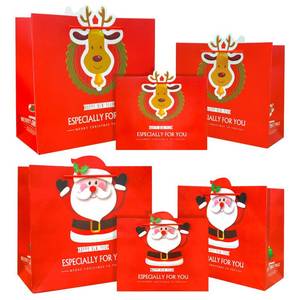 lot 4427 image: BASHLY 6 Pcs Christmas Gift Paper Bags with Handle, Assorted Size Holiday Paper Goody Treat Bags for Present Wrapping Xmas Decor Christmas Party Supplies