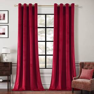lot 4429 image: Guibaf Christmas Red Velvet Curtains 96 inches Long Grommet Blackout Curtains for Bedroom Light Blocking Thermal Insulation Drapes Set of 2 Panels 52x 96