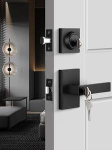 lot 5455 image: Goldenwarm Black Exterior Door Lock Set, Front Door Lock Set with Deadbolt, Square Contemporary Matte Black Front Door Lock Sets, Heavy Duty Zinc-alloyed Exterior Door Handle (1 Pack)