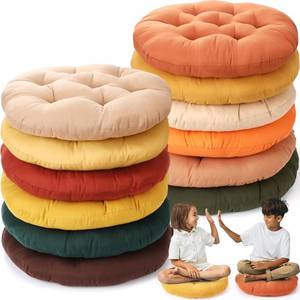 lot 5458 image: Fumete 12 Pcs Floor Pillows Cushions Seating 16 x 16 Inches Color Round Seat Reading Floor Chair Cushions for Kids Adults Classroom Home School Playing Supplies(Warm Color)
