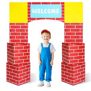 lot 5469 image: Engrowtic 7 Pcs Game Cardboard Castle Arch Welcome Party Decorations 47 x 55 Inch Video Game Playhouse Boxes Castle House Backdrop for Photo Props Supplies Birthday Gift