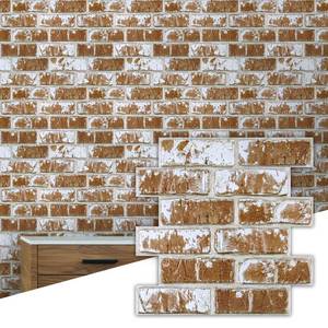 lot 5470 image: Commomy 3D Peel and Stick Brick Backsplash - 10 pcs 11.8x 11.8Small Size PVC Printable Faux Brick Wall Panels Retro Brick Wallpaper Wall Tile for Kitchen,Bedroom,Living Room,Fireplace,RV