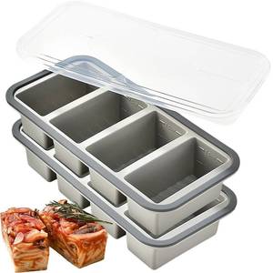 lot 5472 image: A2 Pcs Large Ice Cube Tray With Lid, 12 Cup Silicone Freezer Molds for Soup Ice Cubes, Freezer Cubes for Food Storage Silicone��Meal Prep��Frozen Broth and Leftovers