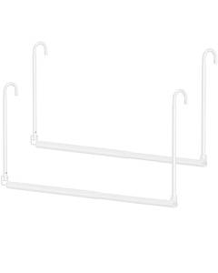 lot 5539 image: Hanging Closet Rod, 2 Pack Adjustable Height & Width Closet Rods for Hanging Clothes-Closet Extender Hanging Rod Space-Maximizing Design Suitable for Hanging and Drying Clothes, White