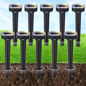 lot 5542 image: 10 Pack Mole Repellent Solar Powered, Snake & Skunk & Vole & Gopher & Armadillo & Rabbit & Groundhog & Chipmunk & Raccoon Repellent for Yard, IP65 Waterproof Ultrasonic Deterrent for Lawns Garden