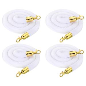 lot 5551 image: PATIKIL 5 Feet White Velvet Stanchion Rope, 4 Pack Crowd Control Barrier Rope with Snap Hooks for Posts Stands Queue Divider of Hotel Theater, Golden