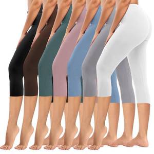 lot 6010 image: yeuG 7 Pack High Waisted Leggings for Women Tummy Control Soft Workout Yoga Pants Full Length & Capri(Black,Coffe,Green,Rosy,Blue,LightGrey,White(Capri),Large-X-Large)