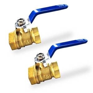 lot 6011 image: A34 Inch Full Port Ball Valve, 2Pack Heavy Duty Forged Brass 34 Shut Off Valves, 34 Male to Female NPT Full Flow Control Valve,300 WOG Pipe Connector, for Water, Oil, and Gas