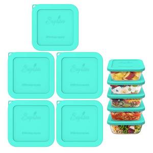 lot 6022 image: Sophico Silicone Cover Lid Replacement Only for Pyrex Freshlock and SNAPWARE 4CUP Square Glass Bowls Container Set(8704), Leakproof Lids, Dishwasher Microwave Safe 5 Pack (Container not Included)
