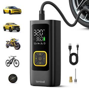 lot 6026 image: Car Tire Inflator Portable Air Compressor - Lamicall 4X Faster150 PSI Bike Air Pump, Rechargeable Battery, Pressure Gauge Display, LED Light, Automatic Car Cordless Pump for Motorcycle, Bike, Ball