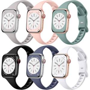 lot 6027 image: Lerobo 6 Pack Silicone Sport Watch Strap Compatible with Slim Apple Watch Bands for Women Series 11 10 9 8 7 6 5 4 SE Ultra, Soft iWatch Bands for Apple Watch Bands for Women 40mm 42mm 41mm 38mm