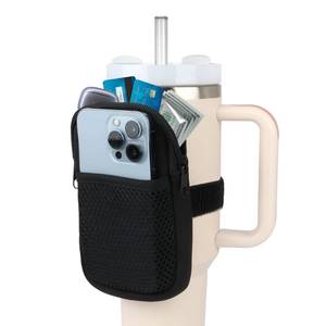 lot 6037 image: YesFresh Water Bottle Pouch for Stanley Cup, Stanley Cup Accessories 40oz with Spacious Opening Mesh Pocket Fit for Most Mobiles,Gym Accessories Slip Proof Elastic Armband Water Bottle Pouch (Black)