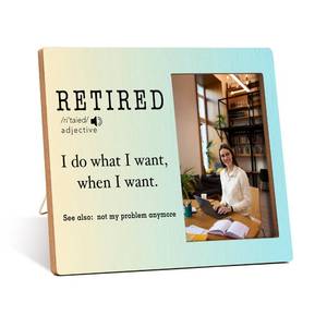 lot 6063 image: Zcsni Retirement Gifts Photo Frame, Funny Retirement Wooden Picture Frame, Home Office Table Decor Supplies, Bosss Day Gifts, Going Retirement Away Gift for Boss Coworker Colleagues Friends-B27 three pack