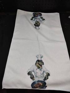 lot 6081 image: T-Rex Chef Kitchen Dish Towel Set Of 2 22x15 in
