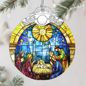 lot 6082 image: Christmas Ornament, Christmas Tree Decor, Christian Ornament, Nativity Scene, Religious Home Decor, Christian Gifts, Religious Gifts, Gift Exchange, Gift Idea - Pattern F three pack