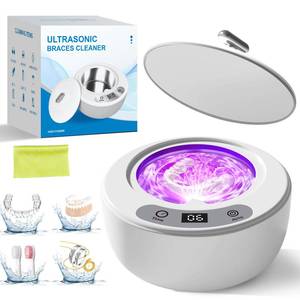 lot 6108 image: PixTok Ultrasonic Retainer & silver Jewelry Cleaner Machine 49kHz with UV Light and Timer Portable for Dentures Aligners, Braces,Dental pod,Mouth Guards,Night Guards,Makeup Brushes,Ring