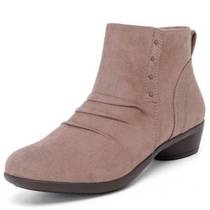 lot 6110 image: Ruiee Ankle Boots for Women Slouchy Fashion Closed Toe Flat Booties Classic Comfort Fall Winter Dressy Short Boots for Women.240981 Beige MF100 size 10