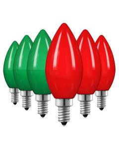 lot 6115 image: EDISHINE Christmas C35 Red & Green Dimmable LED Light Bulb, E12 Candelabra Bulbs, 60 Watt Equivalent, LED Chandelier Bulb, Vintage Candle Light Bulb for Christmas, Festival Decor Bulbs, 6 Pack