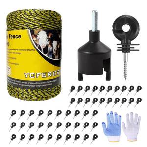 lot 6195 image: YCFERESY Upgraded Electric Fence Poly Wire 330 Feet 100 Meters and 50 Pcs Black Electric Fence Insulator Screw-in Insulator Fence Ring Wood Post Insulator